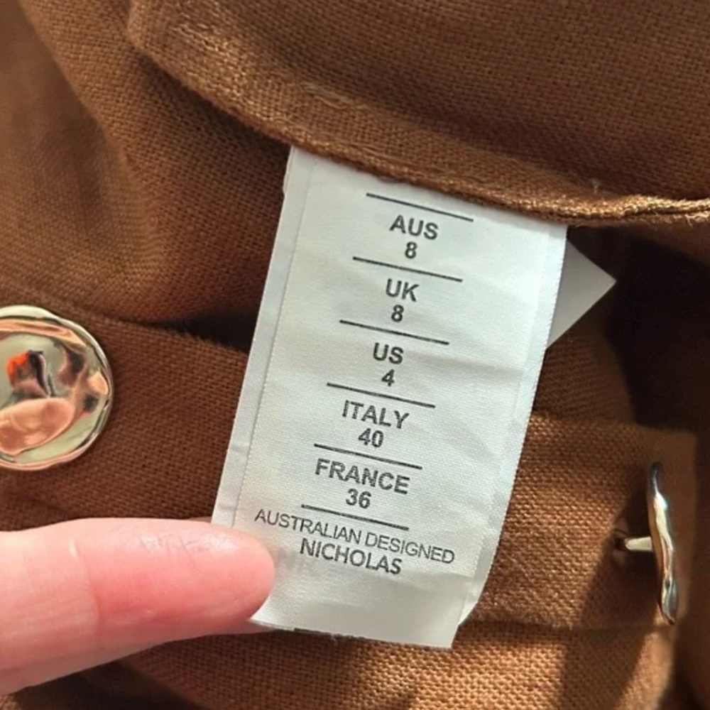 NICHOLAS Yasmine Linen Dress Brown Tobacco Maxi size 4 - Picture 9 of 10